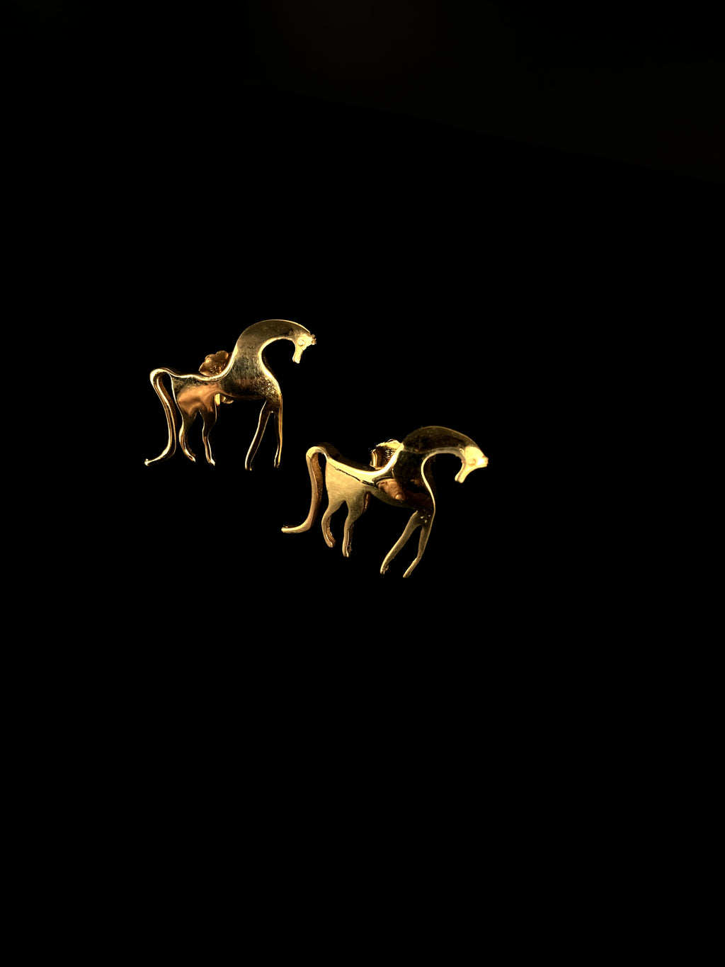 The Arabian Horse Earrings, gold-plated silver horse petroglyph earrings