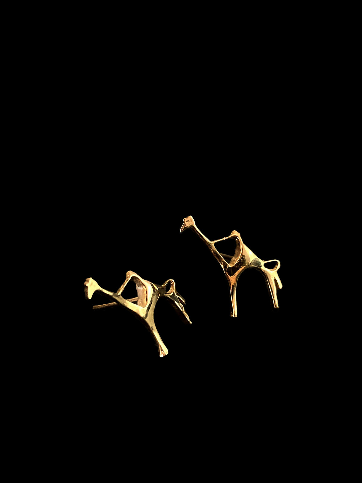 The Desert Ark Earrings, gold-plated silver Bedouin petroglyph earrings