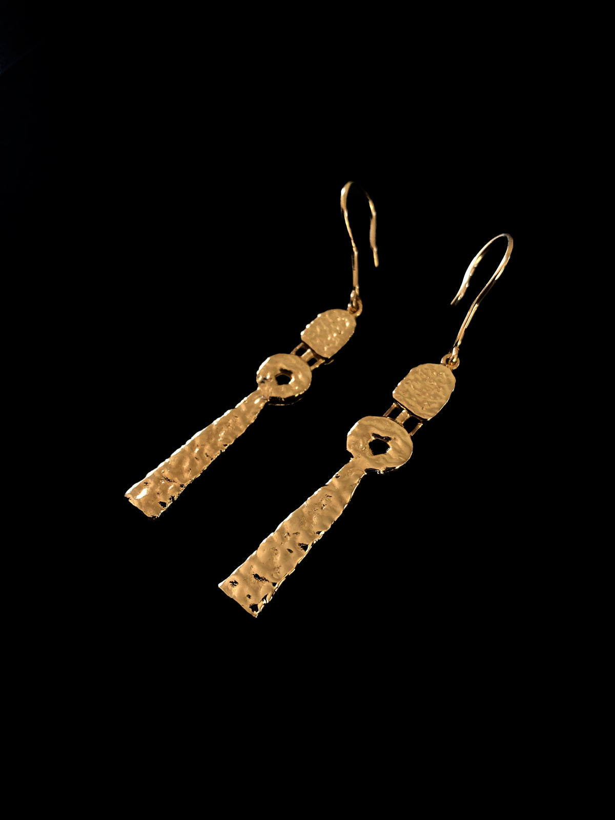 The Protector Earrings, gold-plated silver desert structure earrings