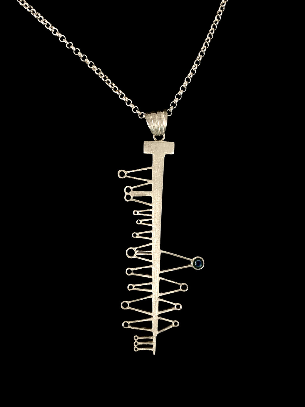 The Keyhole Spike Necklace, silver desert keyhole structure necklace