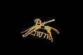 Warrior of Peace Brooch, gold-plated silver horse and rider petroglyph brooch