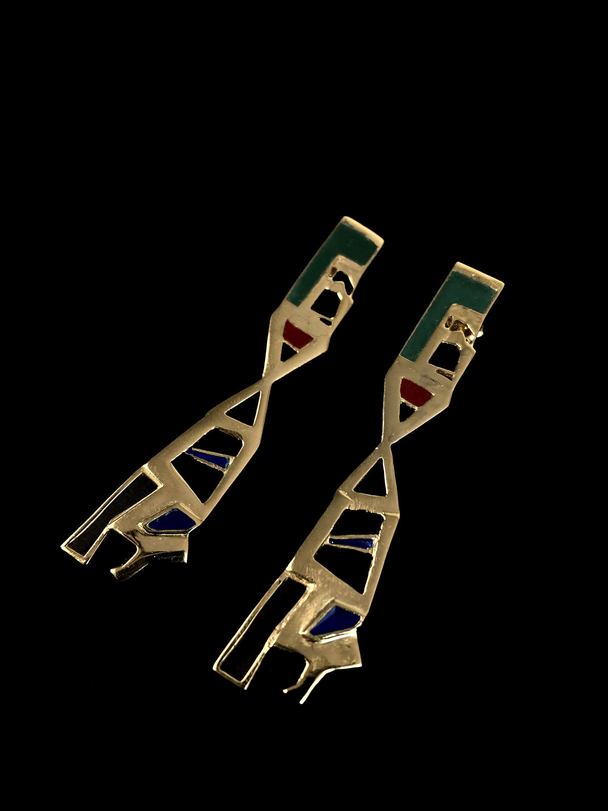 The Alphabet Earrings, gold-plated silver Musnad script earrings