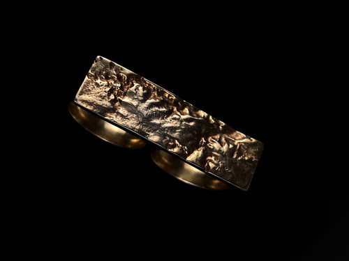 Mountains of Arabia Double Finger Ring, gold-plated silver