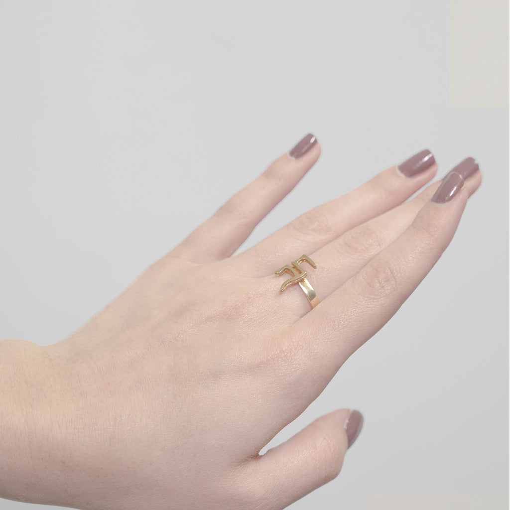Nabataean Love Ring worn