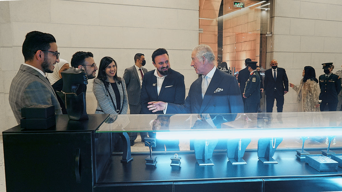 King Charles III at the British Embassy showcase, Amman
